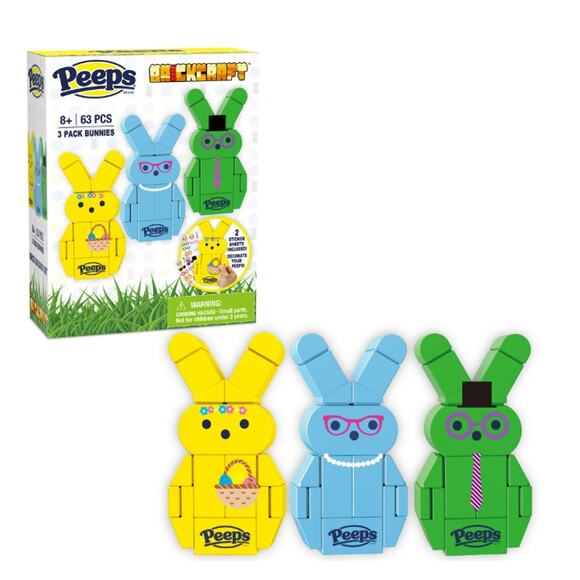 Set Of 4 Brickcraft‎ Peeps Brick Building Set Lot 2025 Bunnies Easter Basket NEW - Picture 5 of 6